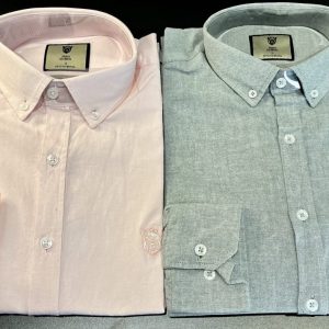 Kit 2 Camisas Oxford Manga Longa – Rosa & Verde