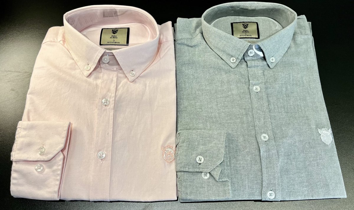 Kit 2 Camisas Oxford Manga Longa – Rosa & Verde