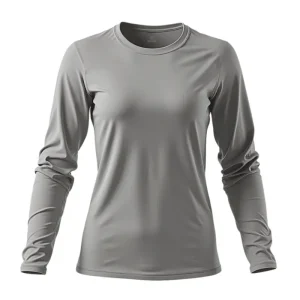 Camiseta Feminina Básica Poliamida UV Manga Longa Cinza