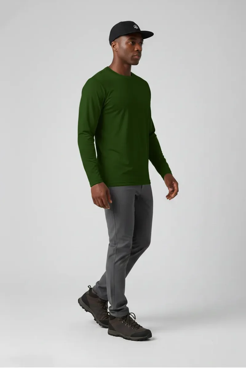 Kit 3 Camisetas Masculina Básica Poliamida UV Manga Longa Verde Escuro - Image 4
