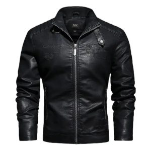 Casaco de cabedal preto vintage para homem