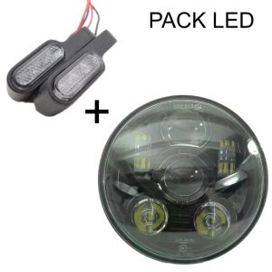 Farol e indicadores LED redondos para guiador de mota