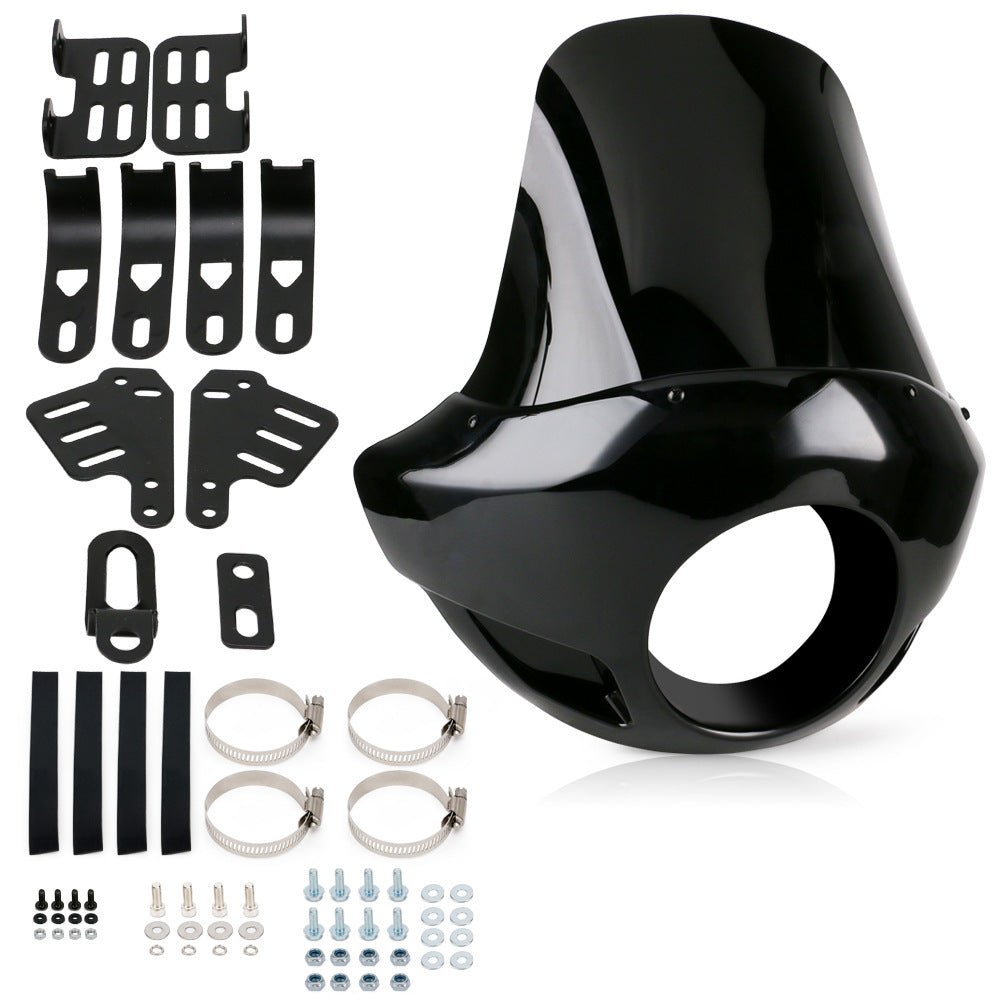 Carenagem de farol vd8 preta para motas personalizadas com para-brisas integrado - Image 2