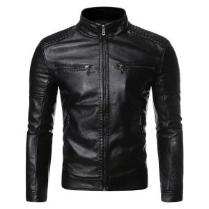 Casaco de cabedal vintage – preto