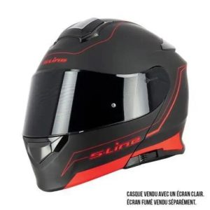 Auscultadores modulares de ecrã duplo em preto e vermelho mate | sline550