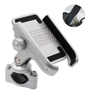 Suporte universal para telemóvel de mota, acabamento em metal
