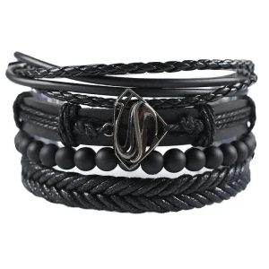 Bracelete em pele multi-castanha