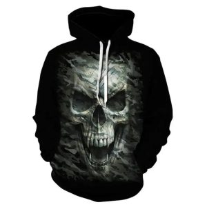 Casaco com capuz de caveira 3d
