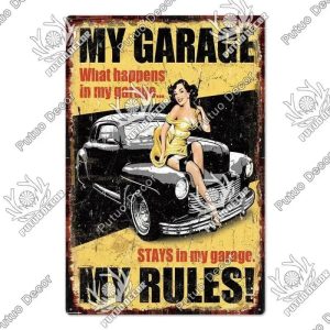 Placa metálica decorativa para garagem