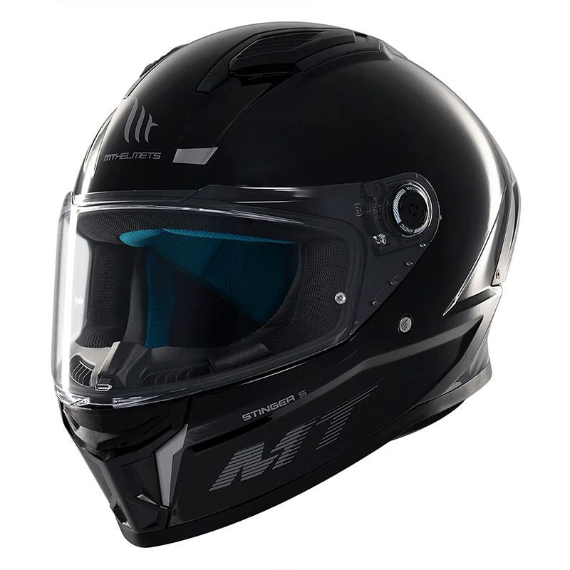 | capacete de motociclista mt stinger 2 full-face preto brilhante