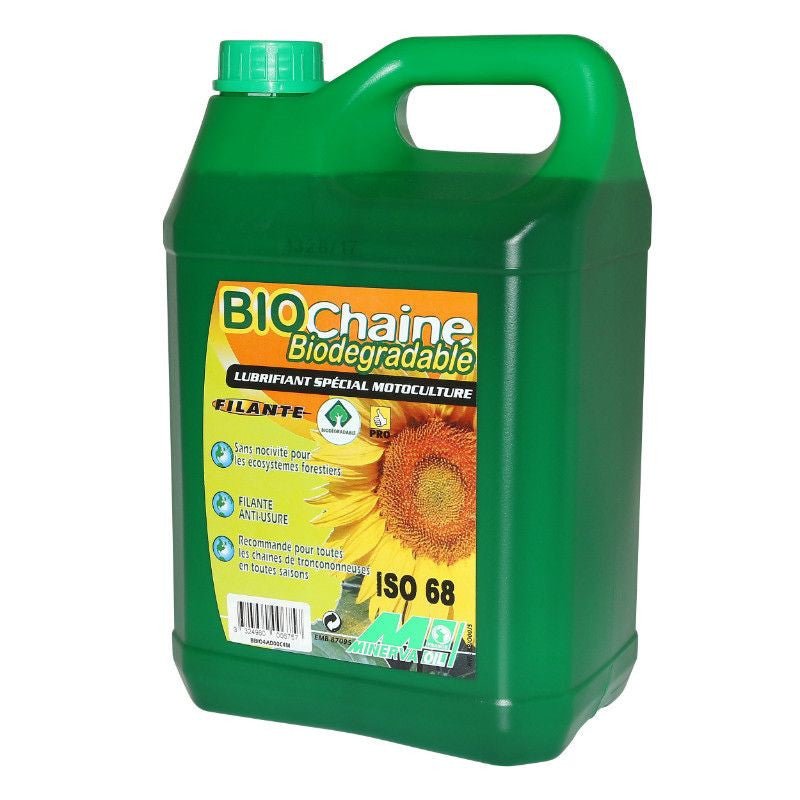 Minerva bio chain 68 óleo especial biodegradável para correntes de motosserra (5l) (100% fabricado em França)