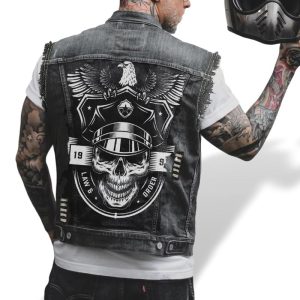 Casaco de motociclista de ganga sem mangas | edição law & order