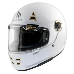 Capacete de motociclista vintage integral | mt jarama madrepérola branco