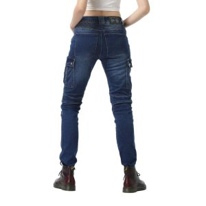 Calças de ganga moto para mulher – bella denim™ azul