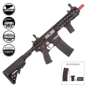 Rifle Airsoft M4 AEG Carbine Keymod SA-E08 Preto Edge E-Series Specna Arms + Case + BBs + Mag Extra